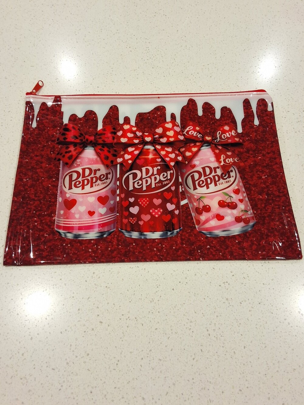 Dr Pepper Large Waterproof Zipper Pouch Organizer Tablet Pouch, NEW